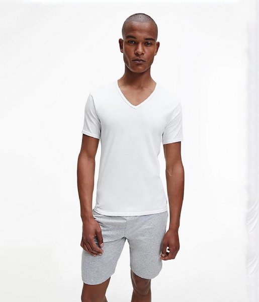 Calvin Klein T shirt 2P S/S V Neck 2-Pack White (100)