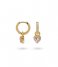 24Kae Earring Oorbellen met hartvormige hanger en kleurstenen 42461Y Gold colored