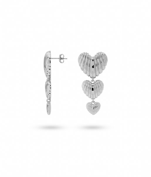 24Kae Earring Heartshaped Statement Earrings 42493S Silver colored