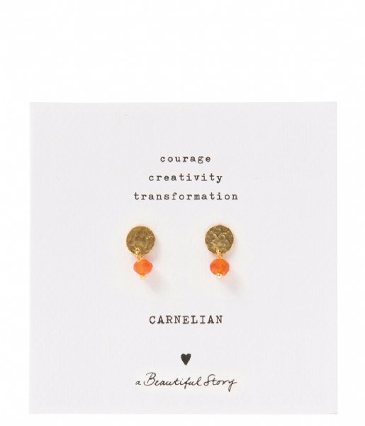 A Beautiful Story Earring Mini Coin Carnelian GP Earrings Gold colored