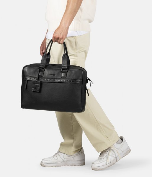 Burkely Laptop Shoulder Bag Minimal Mason Double Zip Laptopbag 15.6 Inch Busy Black (10)