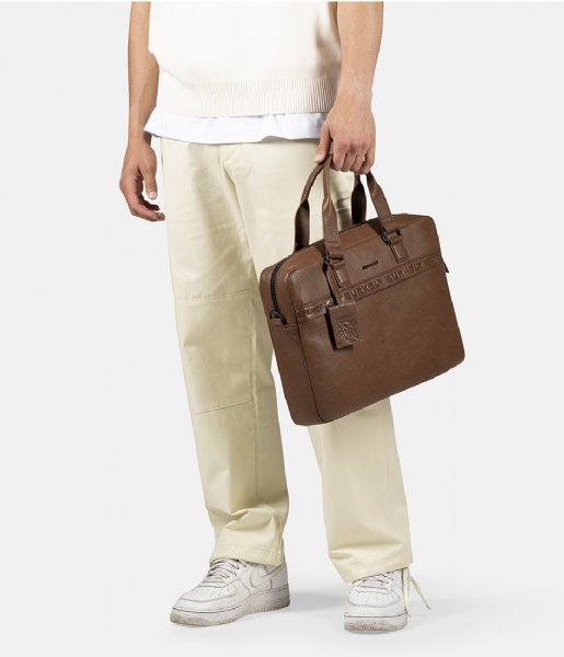 Burkely Laptop Shoulder Bag Minimal Mason Laptopbag 15.6 Inch Custom Cognac (24)