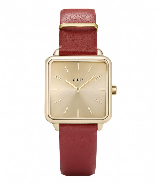 CLUSE Watch La Tetragone Gold Plated scarlet red (CL60009)