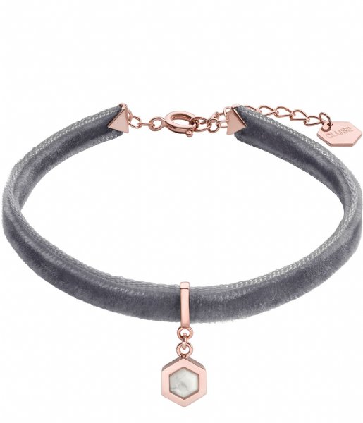 CLUSE Bracelet Amourette Marble Pendant Bracelet rose gold plated grey velvet (CLJ3001)