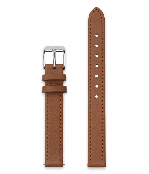 CLUSE Watchstrap Strap 12 mm Leather Silver Colored Caramel (CS12004)