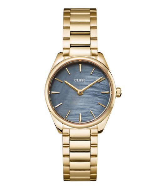 CLUSE Watch Féroce Mini Watch Steel Blue Pearl Gold Colour