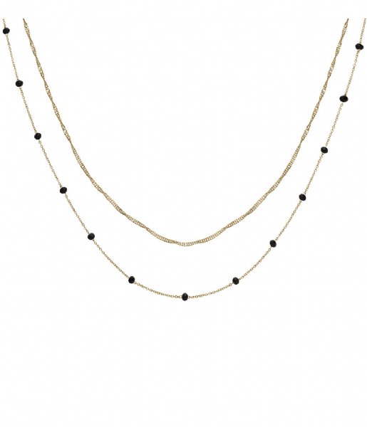 CLUSE Necklace Essentiele Set of Two Necklaces Black Crystals gold color (CLJ21007)