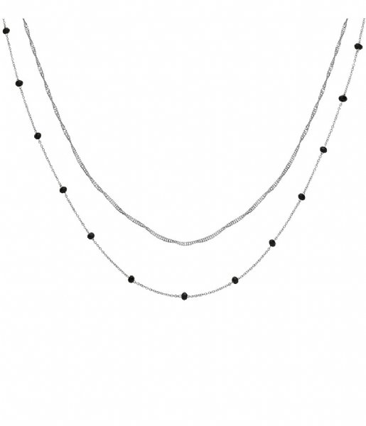 CLUSE Necklace Essentiele Set of Two Necklaces Black Crystals silver color (CLJ22007)