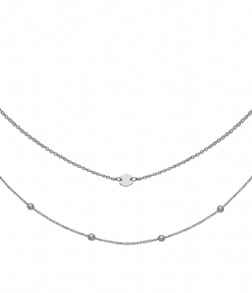 CLUSE Necklace Essentielle Set of Two Necklaces Petite Hexagon  silver color (CLJ22004)