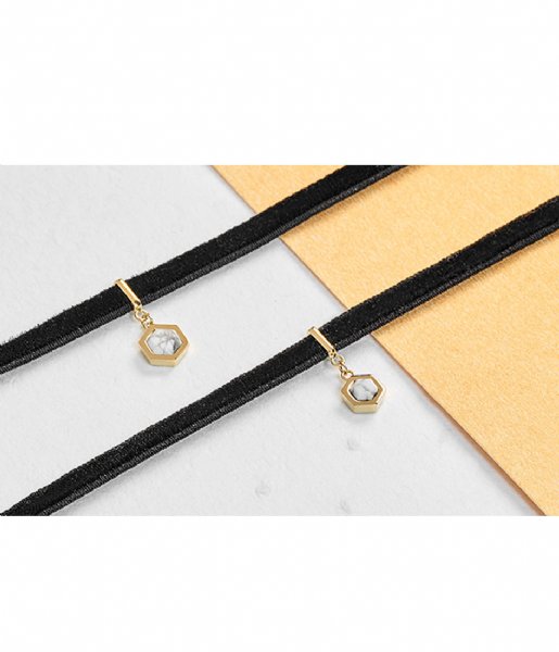 CLUSE Necklace Amourette Velvet Marble Pendant Choker gold plated (CLJ23001)