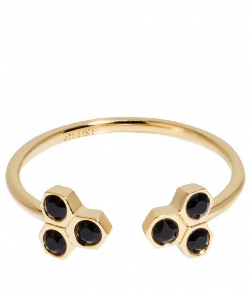 CLUSE Ring Essentiele Black Crystal Hexagons Open Ring gold plated (CLJ41008)