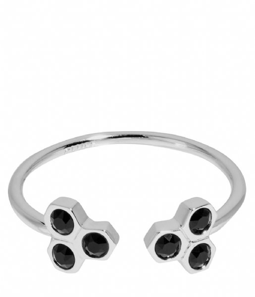 CLUSE Ring Essentiele Black Crystal Hexagons Open Ring silver plated (CLJ42008)