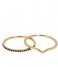 CLUSE Ring Essentiele Chevron Black Crystal Set of Two Rings gold plated (CLJ41004)