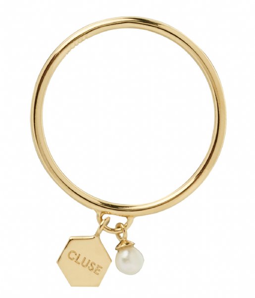 CLUSE Ring Essentiele Hexagon Pearl Charm Ring gold plated (CLJ41007)