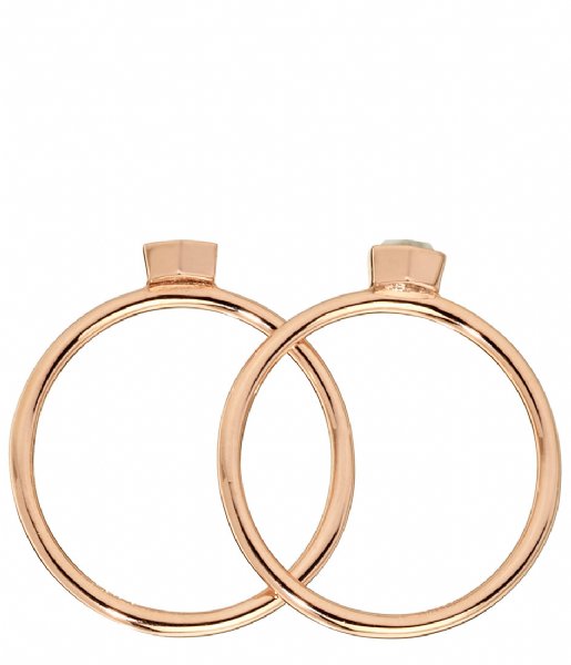 CLUSE Ring Idylle Solid Marble Hexagon Set of Two Rings rose gold plated (CLJ40001)