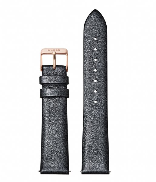 CLUSE Watchstrap Strap Leather 18 mm Rose Gold Colored dark grey metallic (CS1408101060)