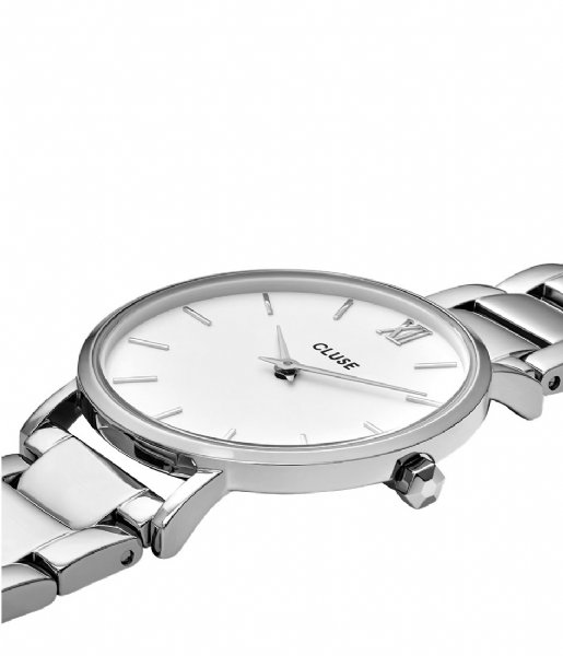 CLUSE Watch Minuit Three Link Silver Colored White white silver colored (CW0101203026)
