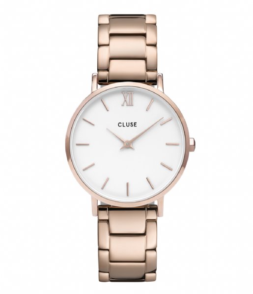 CLUSE Watch Minuit Three Link Rose Gold Plated white rose gold plated (CW0101203027)