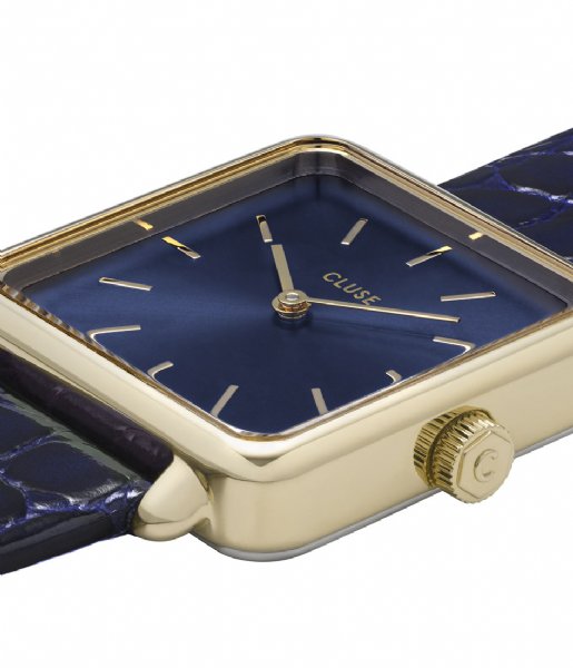 CLUSE Watch La Tetragone Leather Gold Plated Blue gold plated blue blue alligator (CW0101207028)