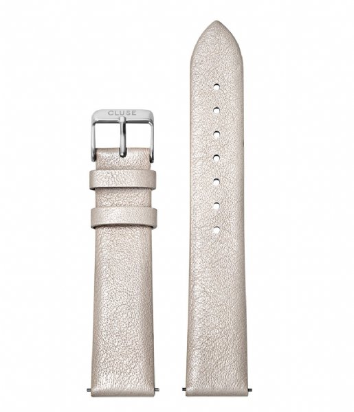 CLUSE Watchstrap Strap Silver Colored 18 mm warm white metallic (CS1408101055)
