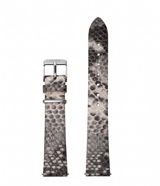 CLUSE Watchstrap Strap Leather 16 mm Silver colored Python soft grey (CS1408101090)