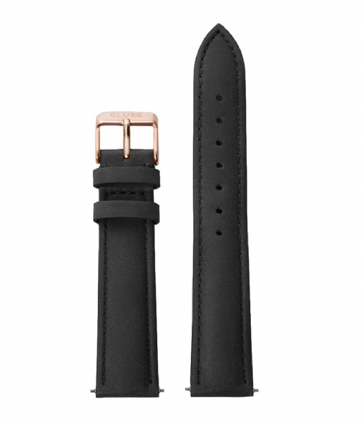 CLUSE Watchstrap Strap 18 mm Leather Rose Gold Plated black rose gold plated (CS1408101001)