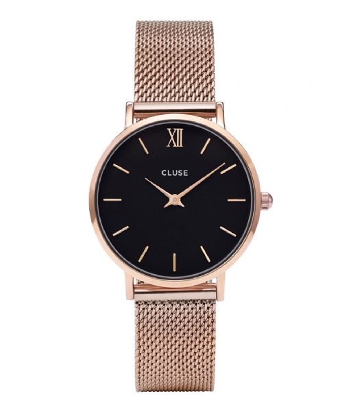 CLUSE Watch Minuit Mesh Rose Gold Plated Black rose gold plated black rose gold (CW0101203003)