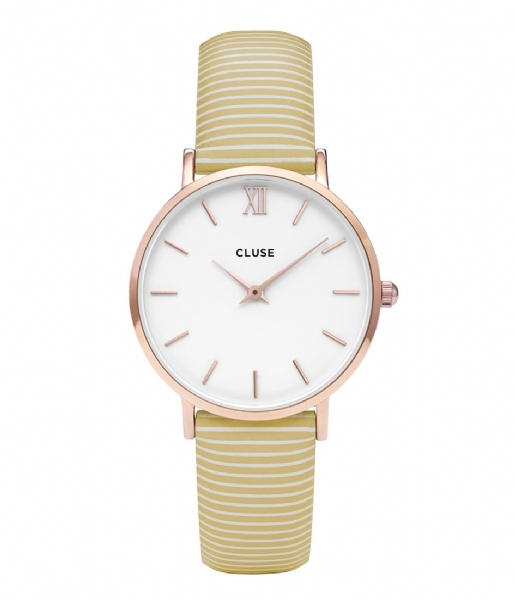 CLUSE Watchstrap Minuit Strap Sunny Yellow Stripes sunny yellow stripes rosegold plated (CLS362)