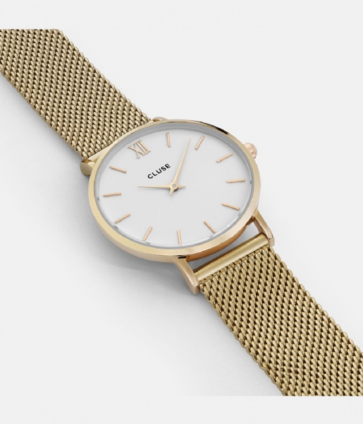 CLUSE Watch Minuit Mesh Gold gold white color (CL30010)