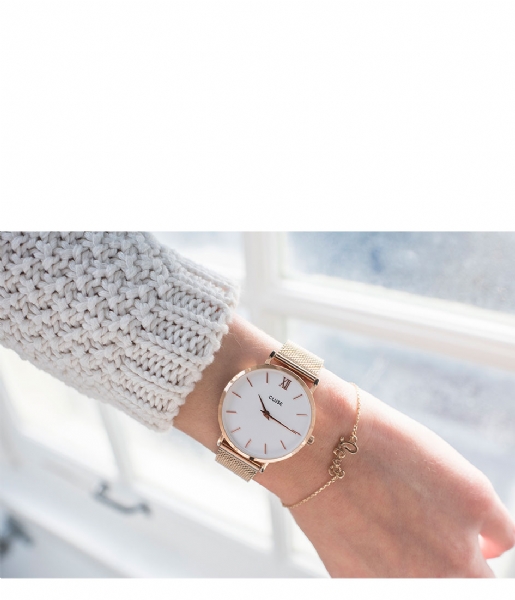 CLUSE Watch Minuit Mesh Rose Gold Plated White white rose gold plated (CW0101203001)