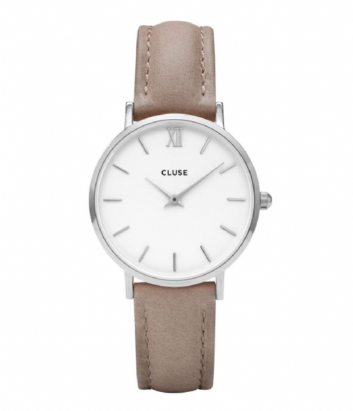 CLUSE Watch Minuit Silver White silver color white hazelnut (30044)