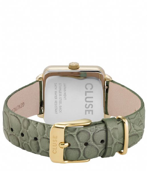 CLUSE Watch La Tetragone Gold Plated White green alligator (CL60016)