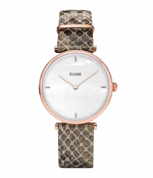 CLUSE Watch Triomphe Rose Gold Plated White Pearl soft almond python (CL61007)