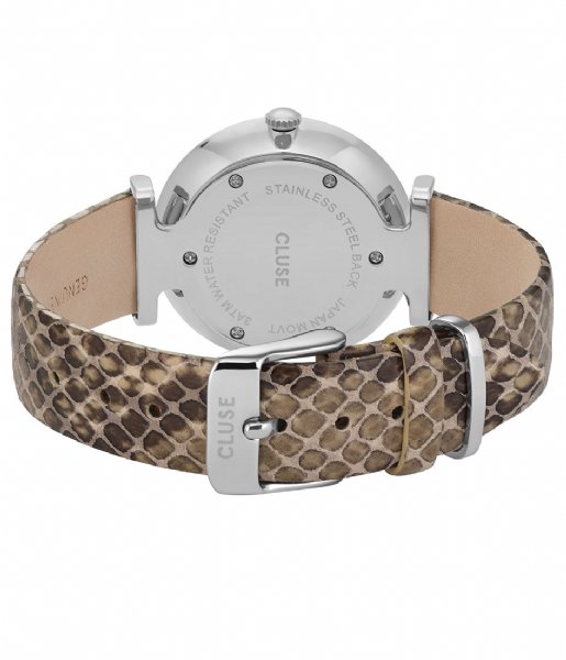 CLUSE Watch Triomphe Silver Colored White Pearl soft grey python (CL61009)