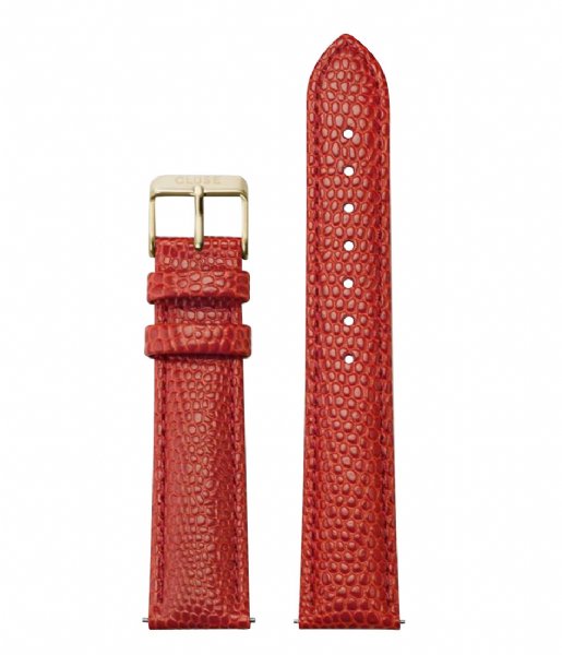 CLUSE Watchstrap Strap leather 18 mm Gold colored Lizard coral (CS12307)