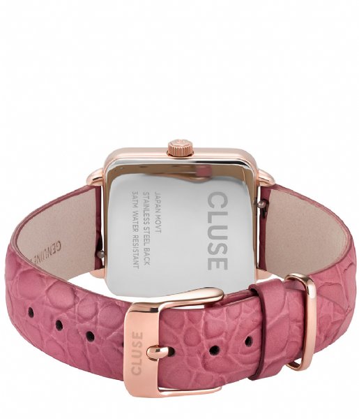 CLUSE Watch La Tetragone Rose Gold Plated White soft berry alligator (CL60020)