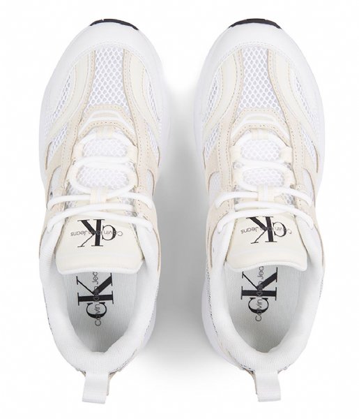 Calvin Klein Sneaker Retro Tennis Su-Mesh Bright White-Creamy White-Black (0Gg)