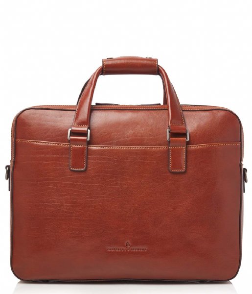 Castelijn & Beerens Laptop Shoulder Bag Gaucho Paul Laptop Bag 15.6 Inch + Tablet Cognac (CO)