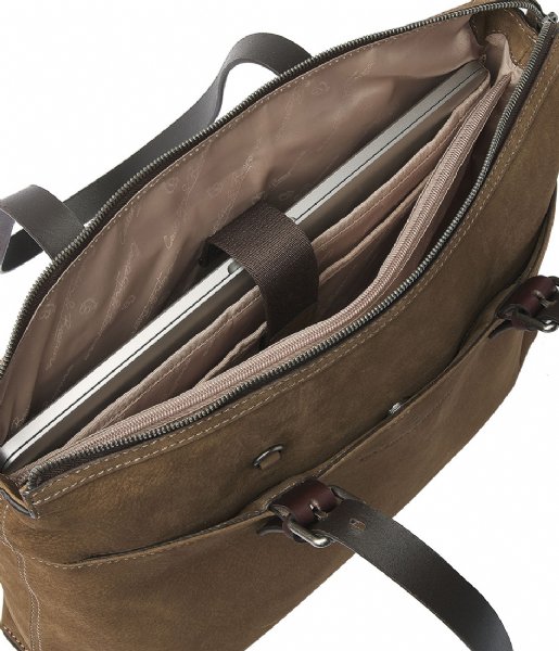 Castelijn & Beerens Laptop Shoulder Bag Veneto Nubuck Shoulderbag 15.6 Inch RFID Taupe (TA)