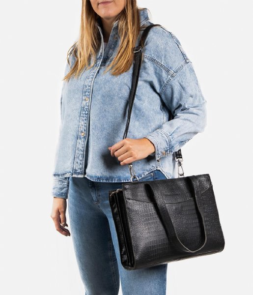 Cowboysbag Laptop Shoulder Bag Laptop Bag Elston 13 inch Croco Black (000106)