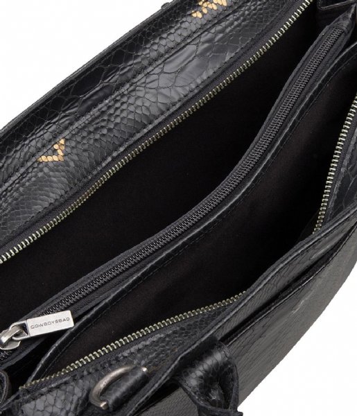 Cowboysbag Laptop Shoulder Bag Laptop Bag Jade 13 inch X Bobbie Bodt Snake Black and Gold (108)