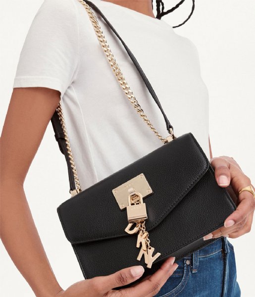 DKNY Shoulder bag Elissa Small Shoulder Flap Black Gold (BGD)