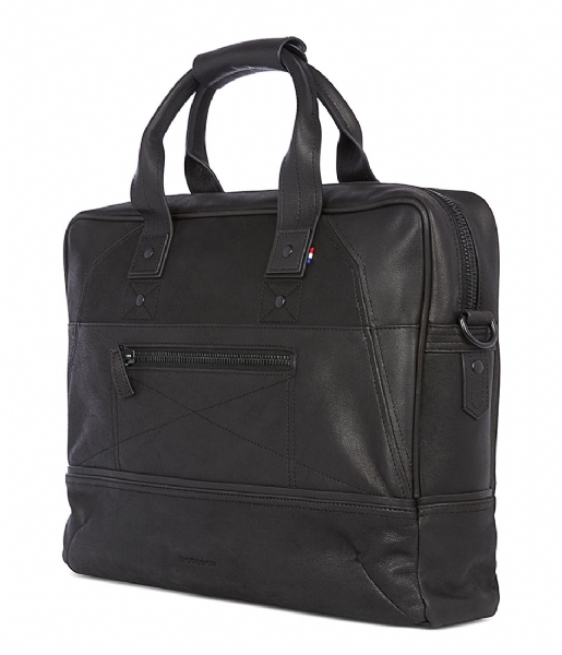 Decoded Laptop Shoulder Bag Leather Briefcase 15 inch black