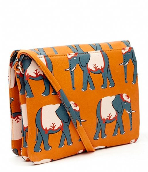 Fabienne Chapot Crossbody bag Lara Bag Elephants Never Forget Print zucca steel blue