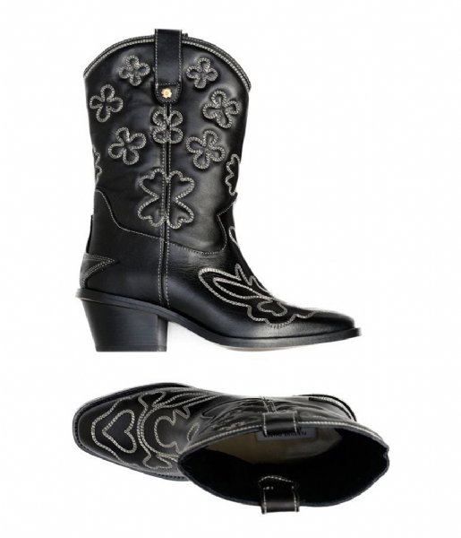 Fabienne Chapot Boots Jolly Mid High Embroidery Boot Black Black (9001 9001 )