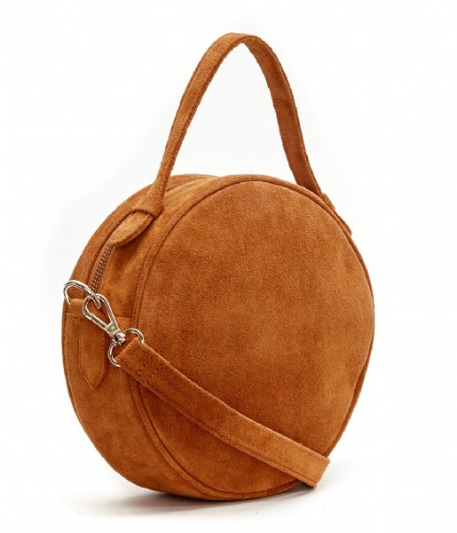 Fabienne Chapot Crossbody bag Roundy Bag Suede Cognac