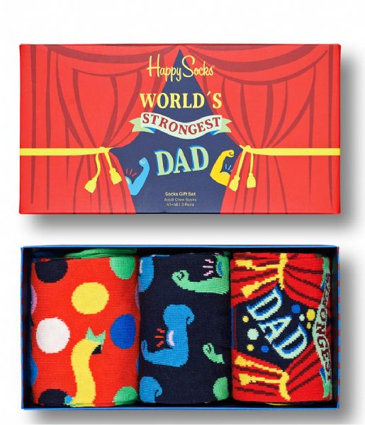 Happy Socks Sock 3-Pack Strongest Father Socks Gift Set Fathers Days (200)