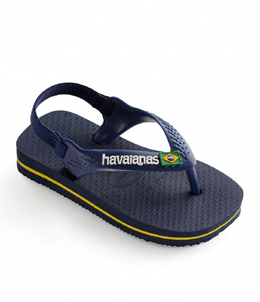 Havaianas Sandal Baby Flipflops Brasil Logo navy blue citrus yellow (3587)