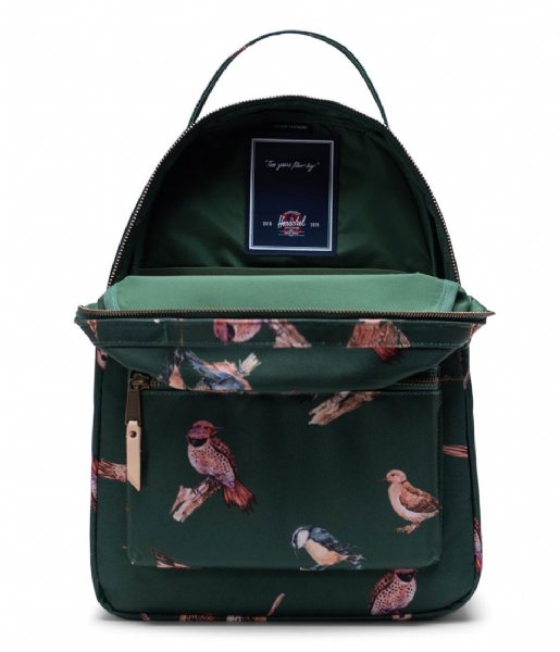 Herschel Supply Co. Everday backpack Nova Mid Volume Birds of Herschel 13 Inch Dark Green Birds (04073)