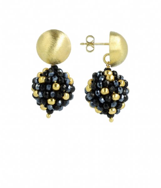 LOTT Gioielli Earring CE GB Globe S Black with Gold Beads
